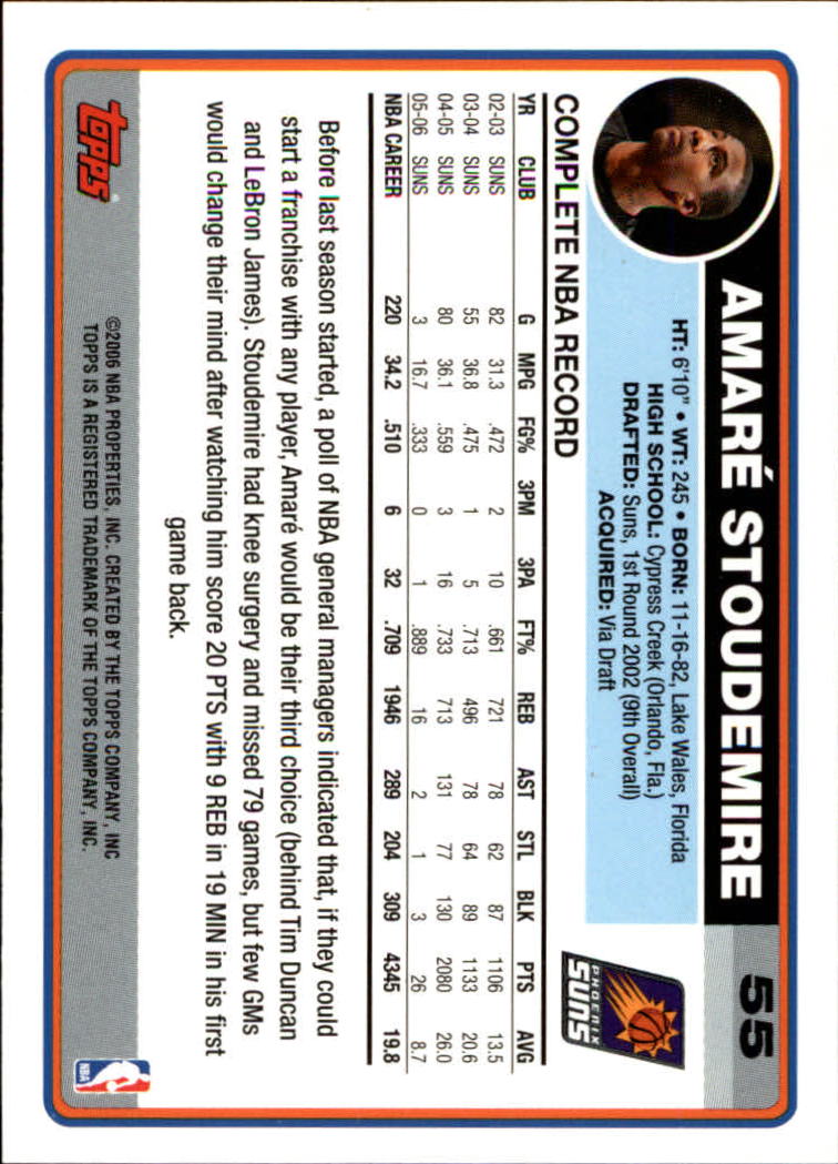 2006-07 Topps #55 Amare Stoudemire back image