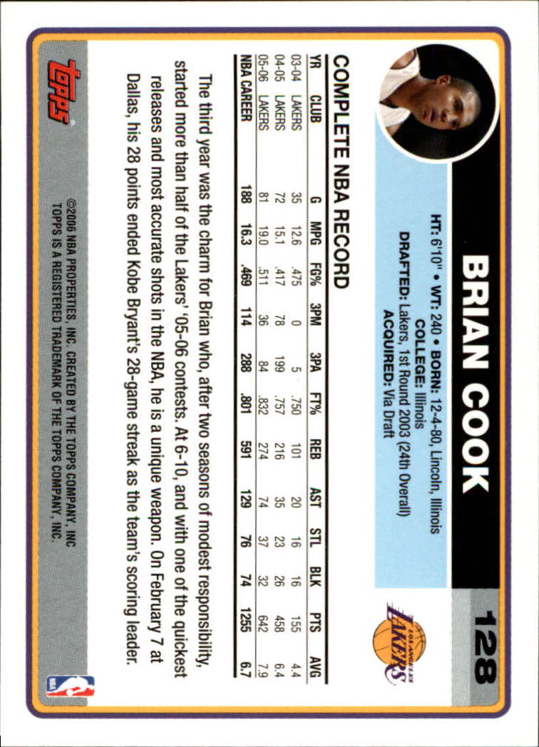 2006-07 Topps #128 Brian Cook back image