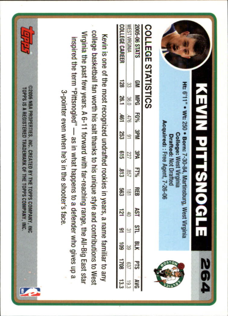 2006-07 Topps #264 Kevin Pittsnogle RC back image