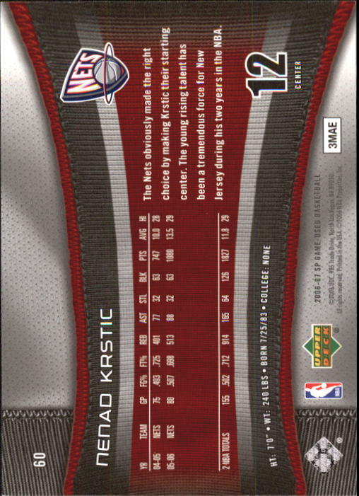 2006-07 SP Game Used #60 Nenad Krstic back image