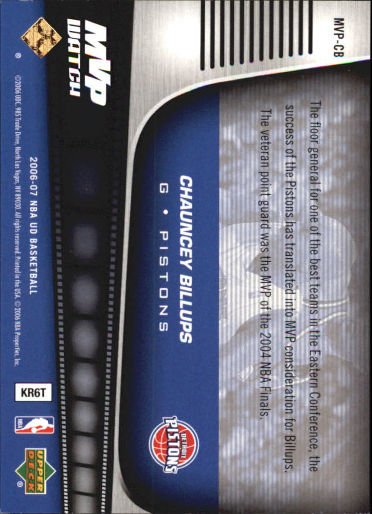 2006-07 Upper Deck MVP Watch Hot Pack #CB Chauncey Billups back image