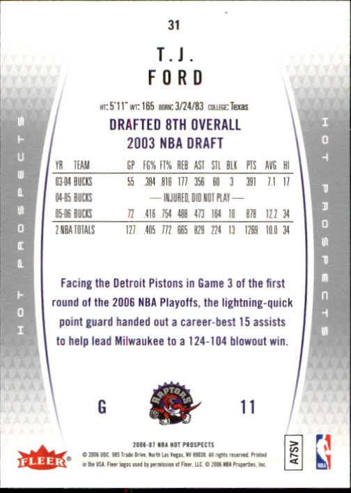 2006/2007 Fleer Hot Prospects Basketball Cards - Picture 59 of 133
