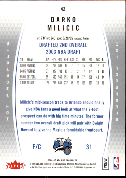 2006/2007 Fleer Hot Prospects Basketball Cards - Picture 81 of 133