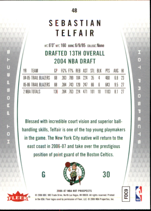 2006/2007 Fleer Hot Prospects Basketball Cards - Picture 93 of 133