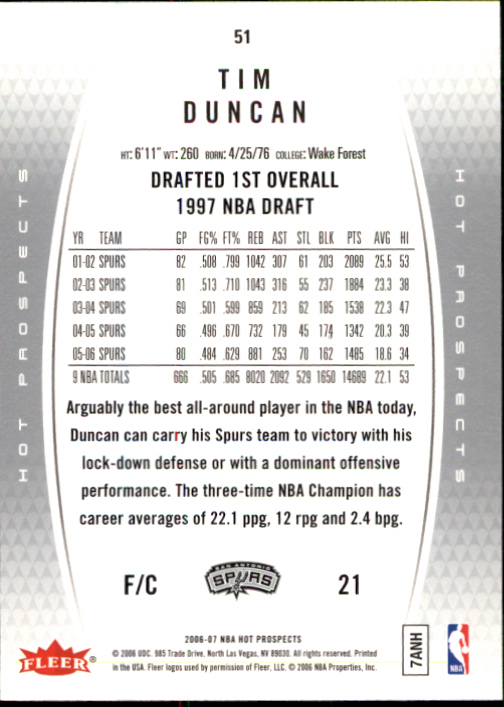 2006/2007 Fleer Hot Prospects Basketball Cards - Picture 99 of 133