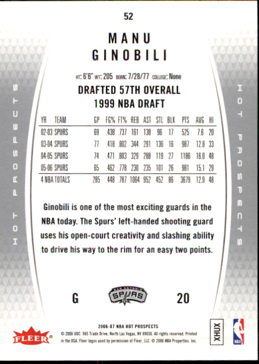 2006/2007 Fleer Hot Prospects Basketball Cards - Picture 101 of 133