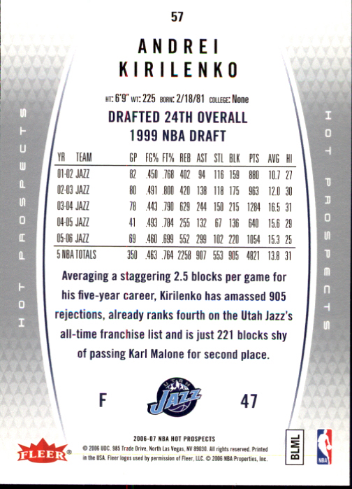 2006/2007 Fleer Hot Prospects Basketball Cards - Picture 111 of 133