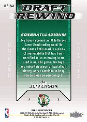2006-07 Fleer Hot Prospects Draft Rewind Memorabilia Red Hot #AJ Al Jefferson back image