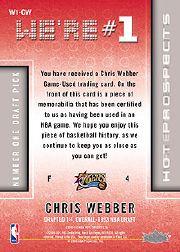 2006-07 Fleer Hot Prospects We're #1 Memorabilia #CW Chris Webber back image