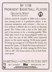 2006-07 Topps Turkey Red #118 Delonte West SP back image