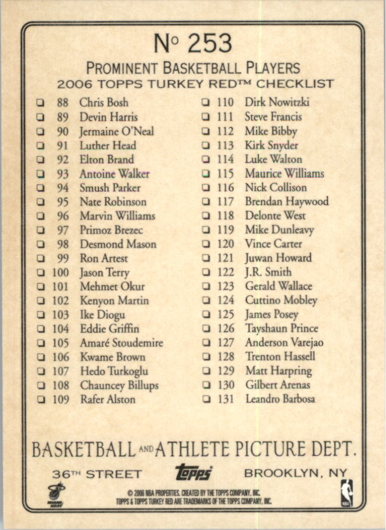 2006-07 Topps Turkey Red Basketball 192+ YOU PICK - Picture 128 of 142