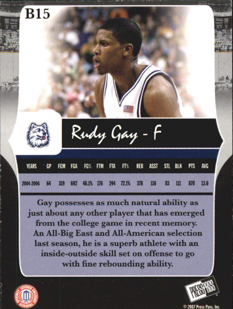 2006-07 Press Pass Legends Bronze #15 Rudy Gay back image