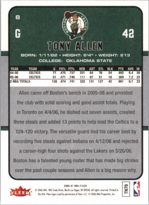 2006-07 Fleer #8 Tony Allen back image