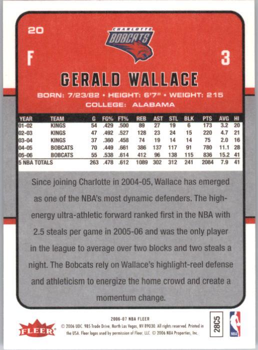 2006-07 Fleer #20 Gerald Wallace back image
