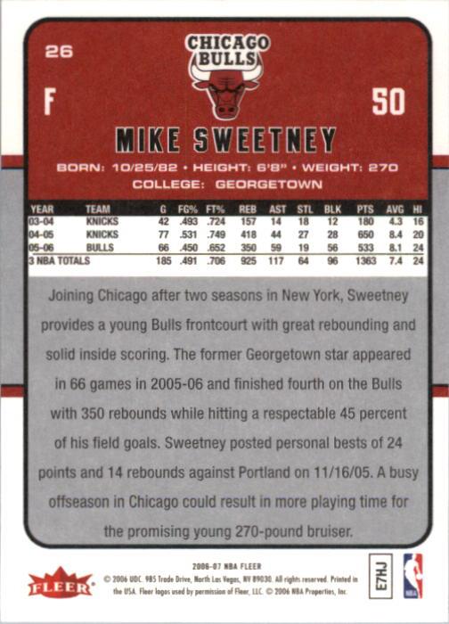 2006-07 Fleer #26 Mike Sweetney back image
