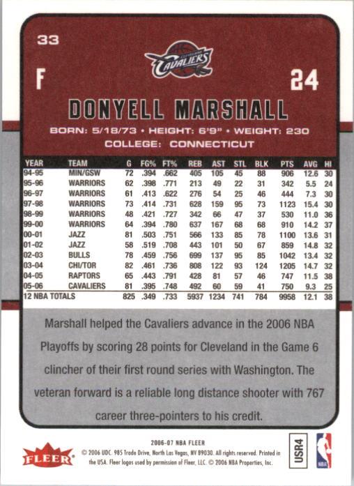 2006-07 Fleer #33 Donyell Marshall back image