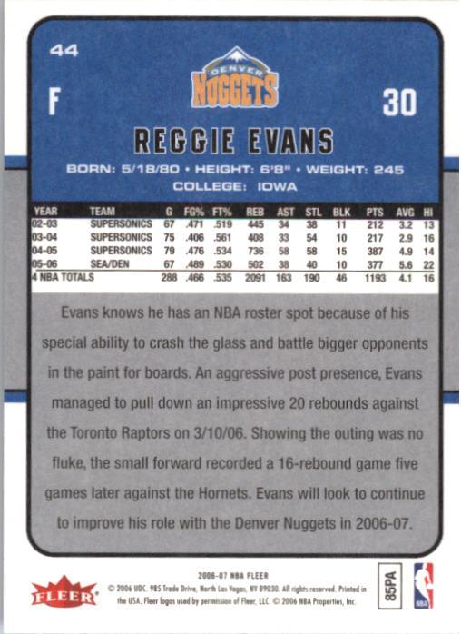 2006-07 Fleer #44 Reggie Evans back image