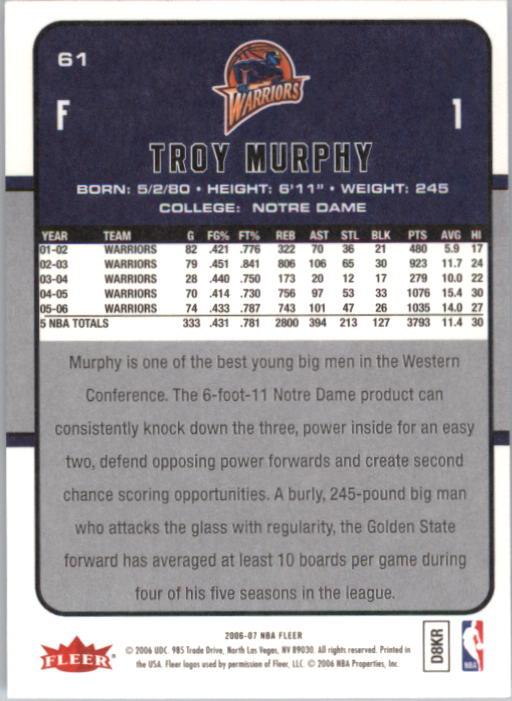 2006-07 Fleer #61 Troy Murphy back image