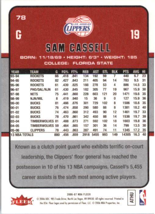 2006-07 Fleer #78 Sam Cassell back image