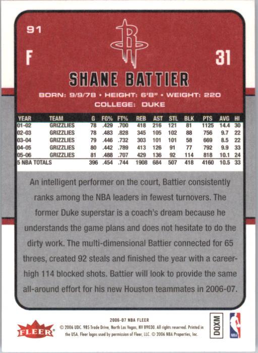 2006-07 Fleer #91 Shane Battier back image