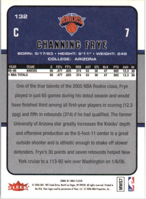2006-07 Fleer #132 Channing Frye back image