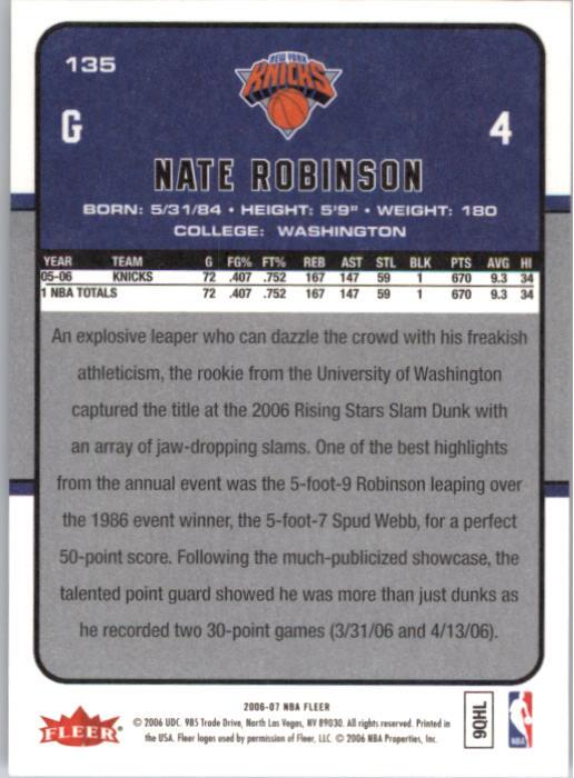 2006-07 Fleer #135 Nate Robinson back image