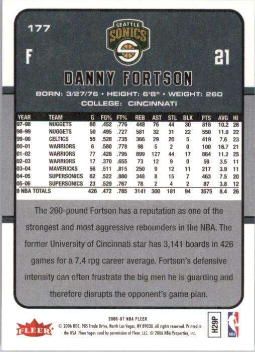 2006-07 Fleer #177 Danny Fortson back image