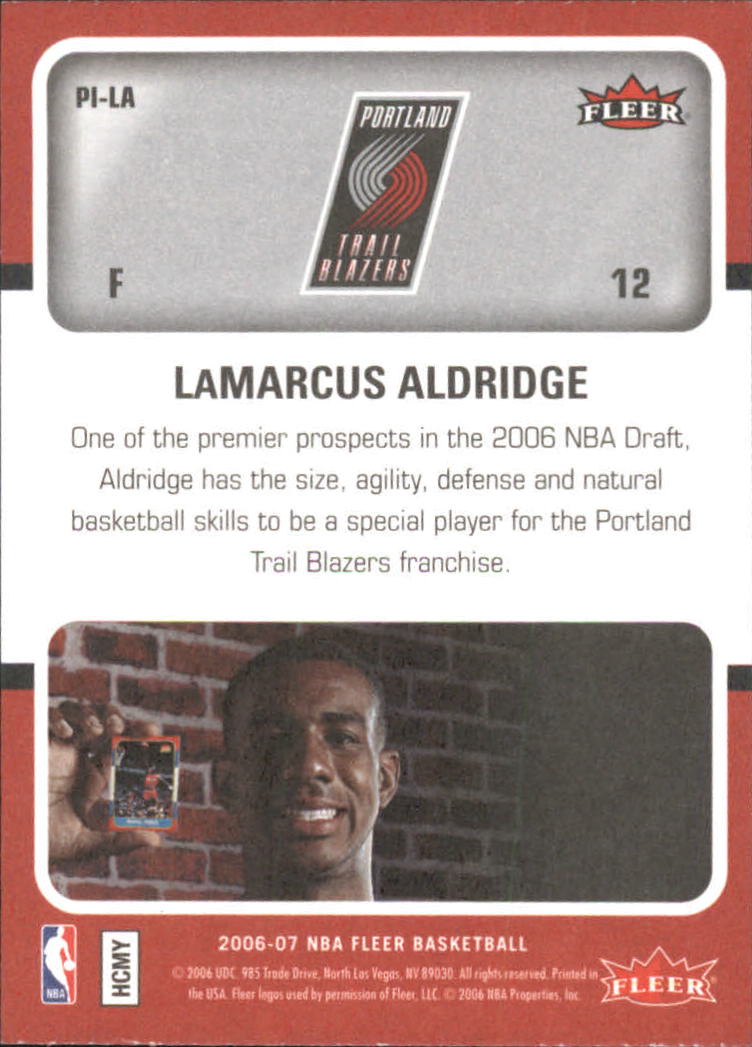 2006-07 Fleer Jordan's Platinum Influence #LA LaMarcus Aldridge back image