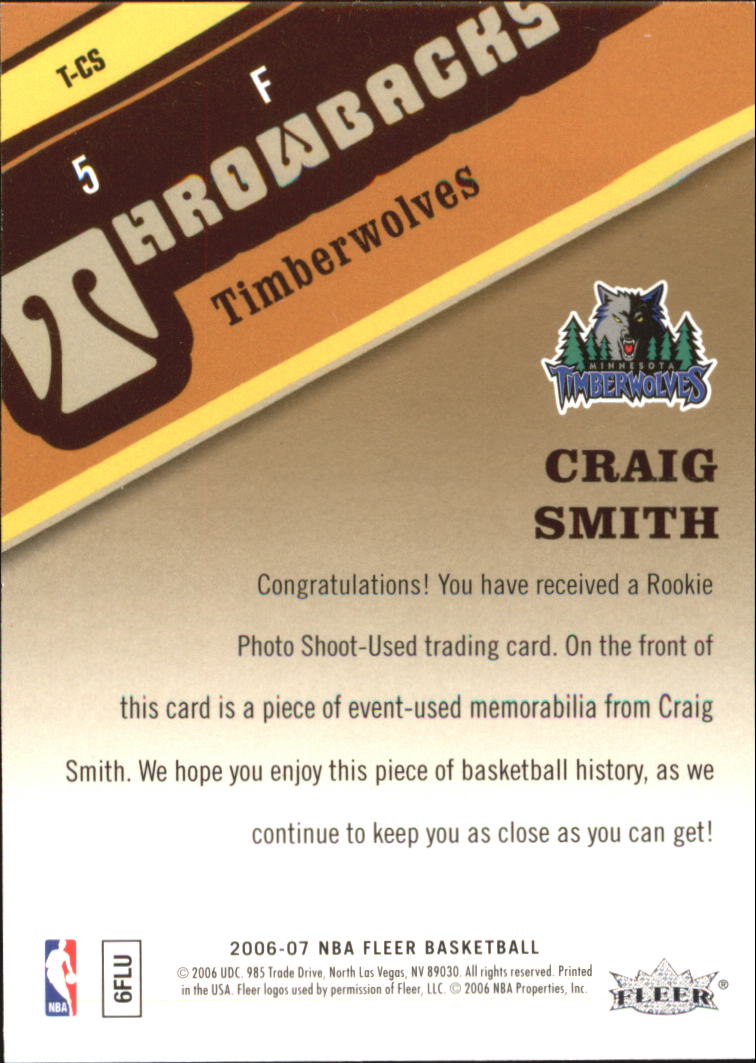 2006-07 Fleer Throwbacks #CS Craig Smith back image