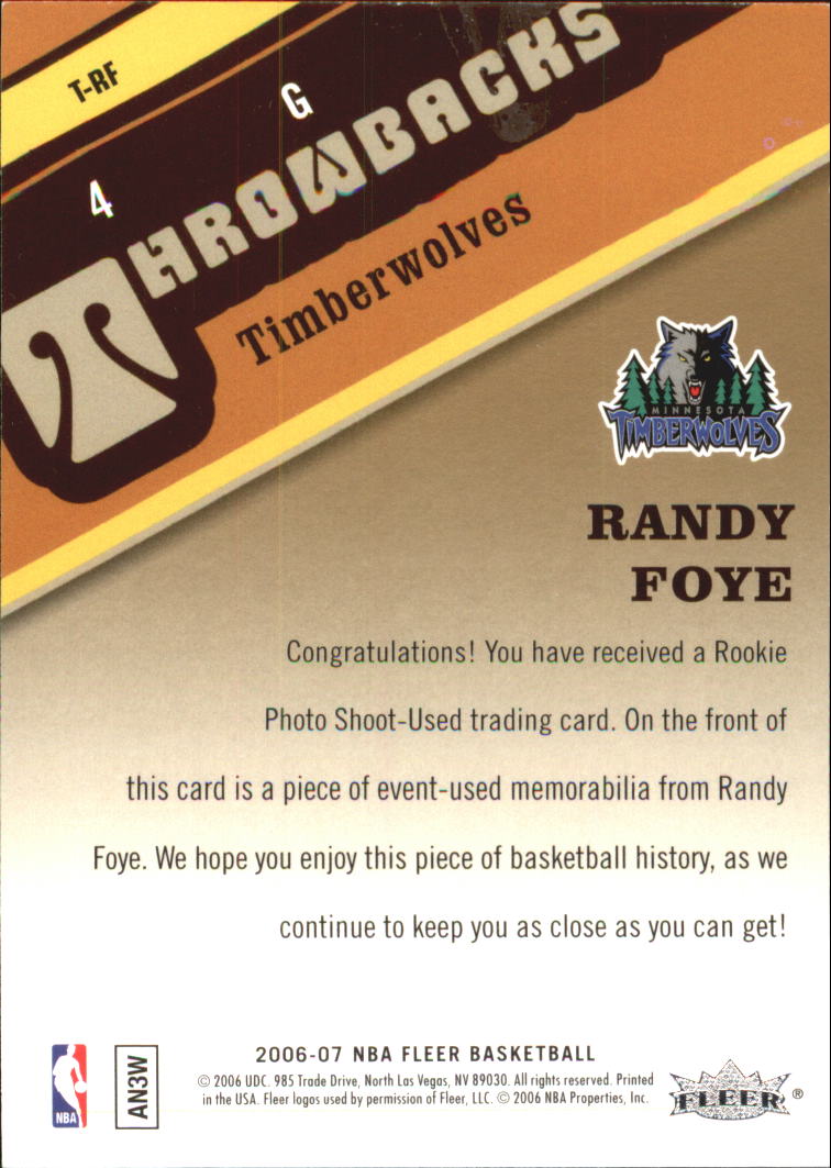 2006-07 Fleer Throwbacks #RF Randy Foye back image