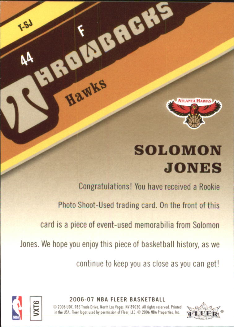 2006-07 Fleer Throwbacks #SJ Solomon Jones back image