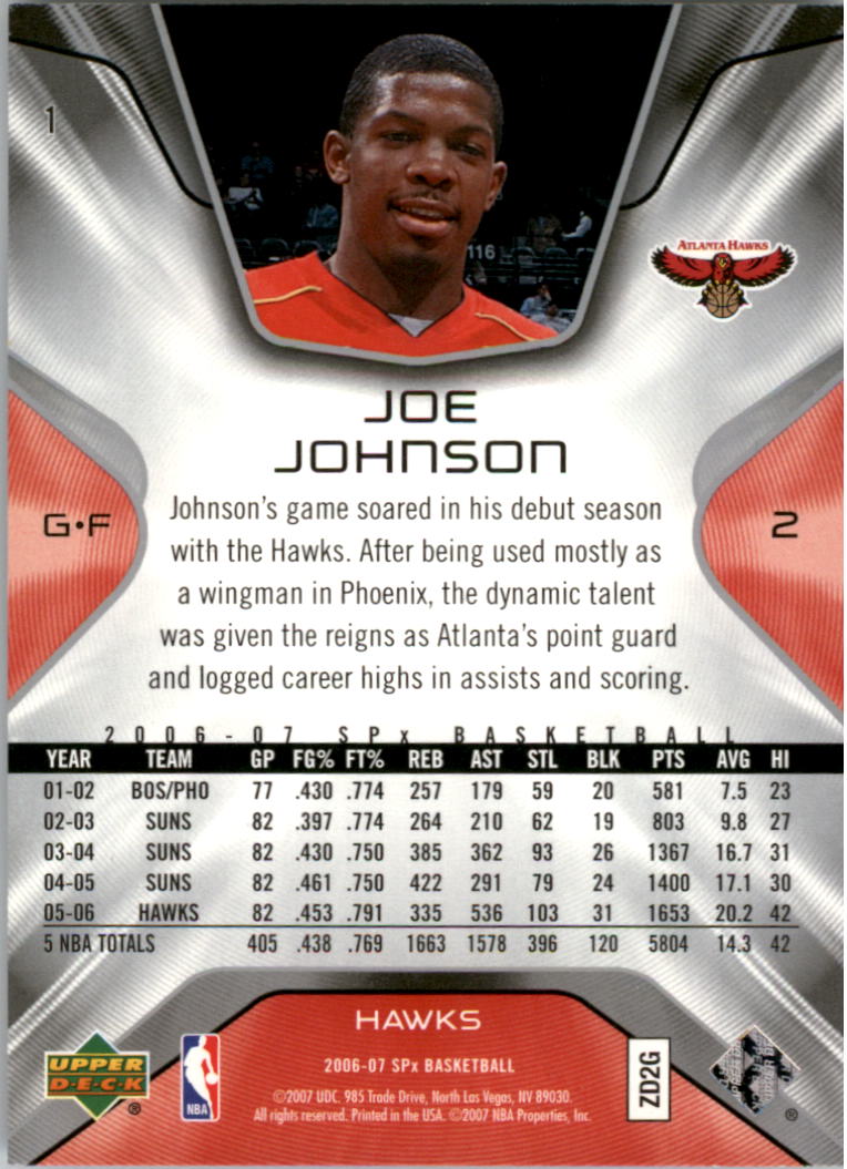 2006-07 SPx #1 Joe Johnson back image