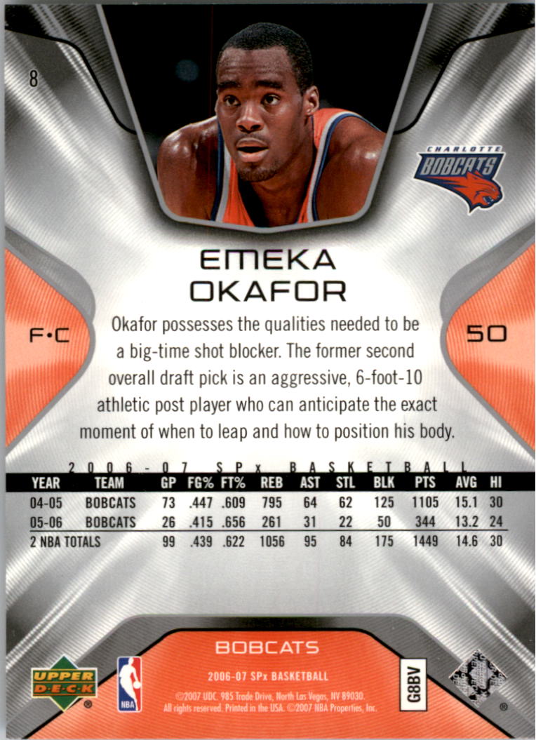 2006-07 SPx #8 Emeka Okafor back image