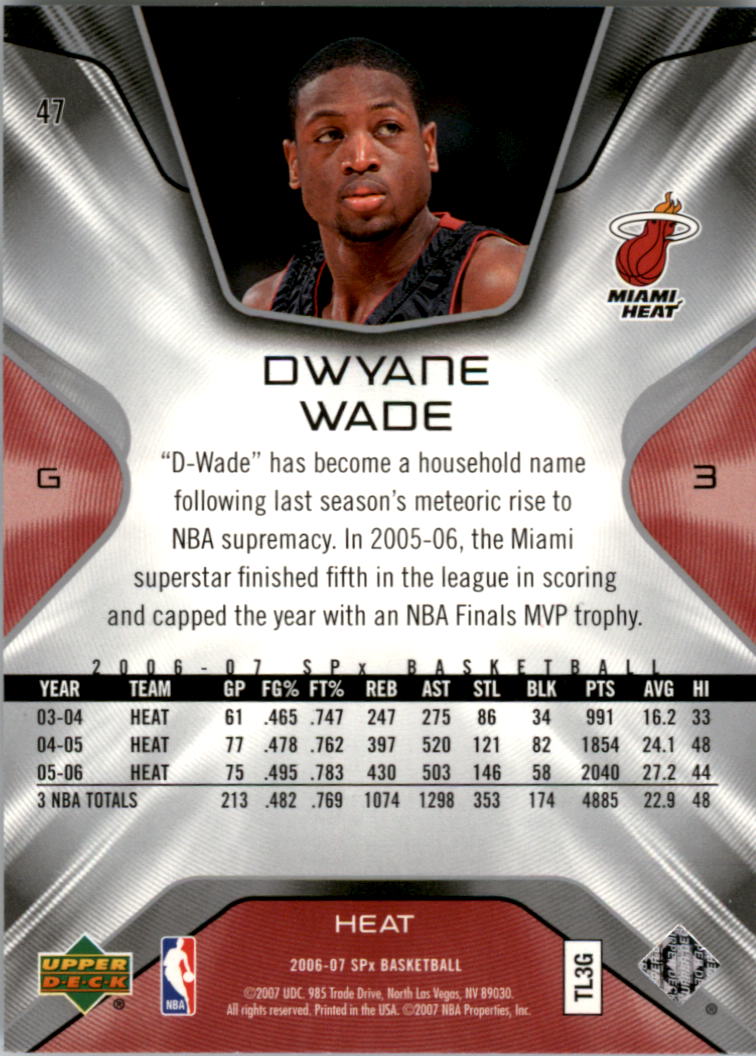 2006-07 SPx #47 Dwyane Wade back image