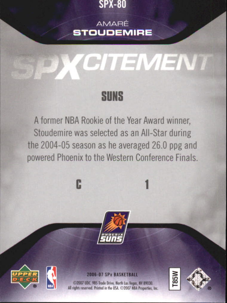 2006-07 SPx SPxcitement #SPX80 Amare Stoudemire back image