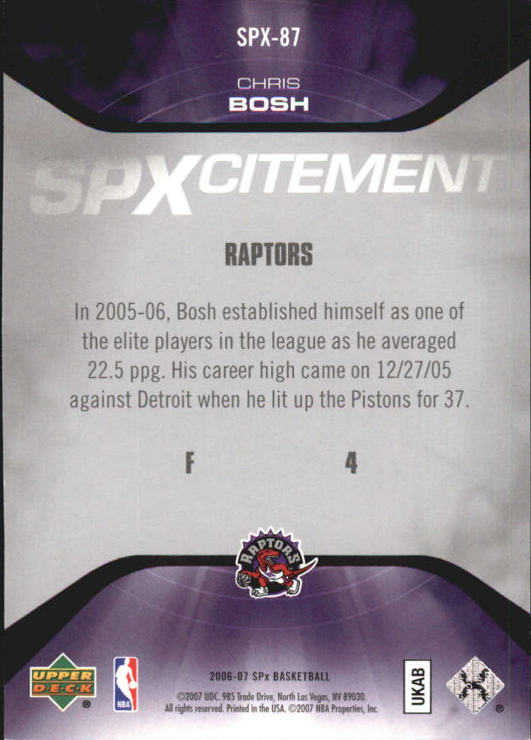 2006-07 SPx SPxcitement #SPX87 Chris Bosh back image