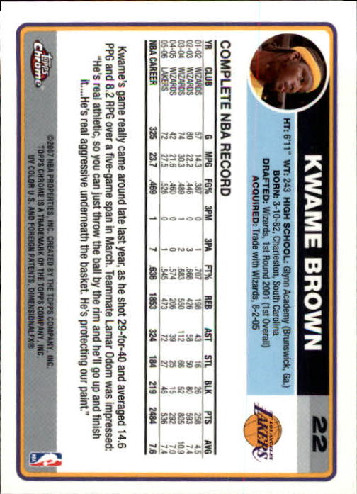 2006-07 Topps Chrome #22 Kwame Brown back image