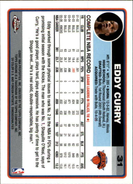 2006-07 Topps Chrome #31 Eddy Curry back image