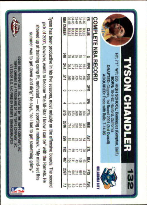 2006-07 Topps Chrome #132 Tyson Chandler back image
