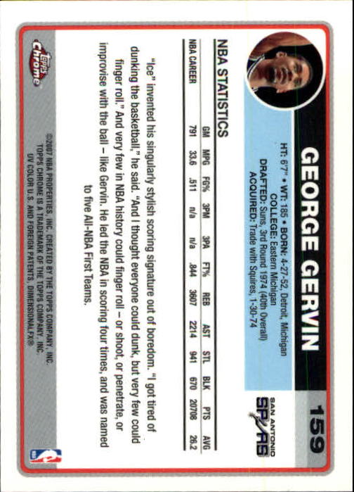 2006-07 Topps Chrome #159 George Gervin back image