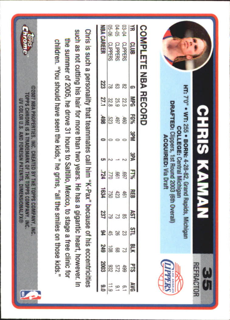2006-07 Topps Chrome Refractors #35 Chris Kaman back image