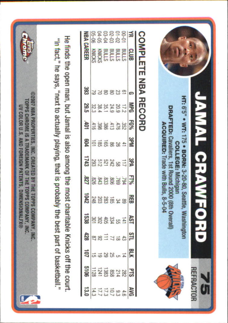 2006-07 Topps Chrome Refractors #75 Jamal Crawford back image