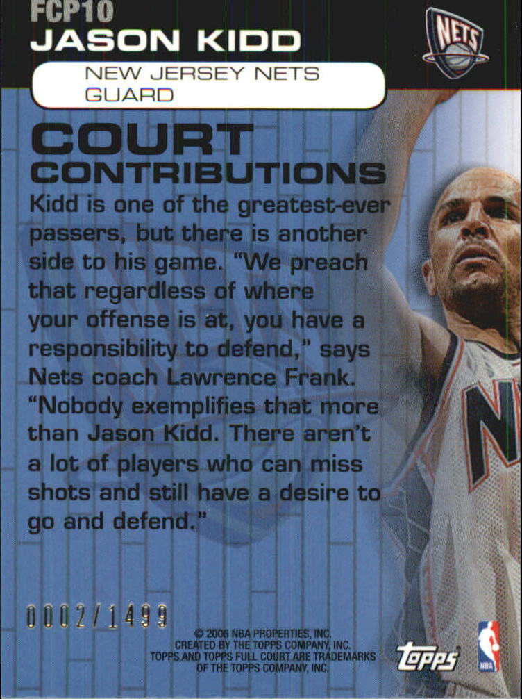 2006-07 Topps Full Court Full Court Press #FCP10 Jason Kidd back image
