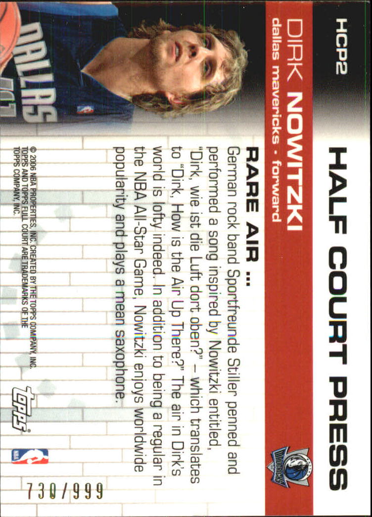2006-07 Topps Full Court Half Court Press #HCP2 Dirk Nowitzki back image