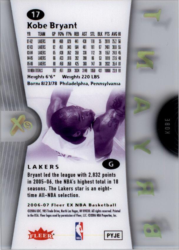 2006-07 E-X #17 Kobe Bryant back image