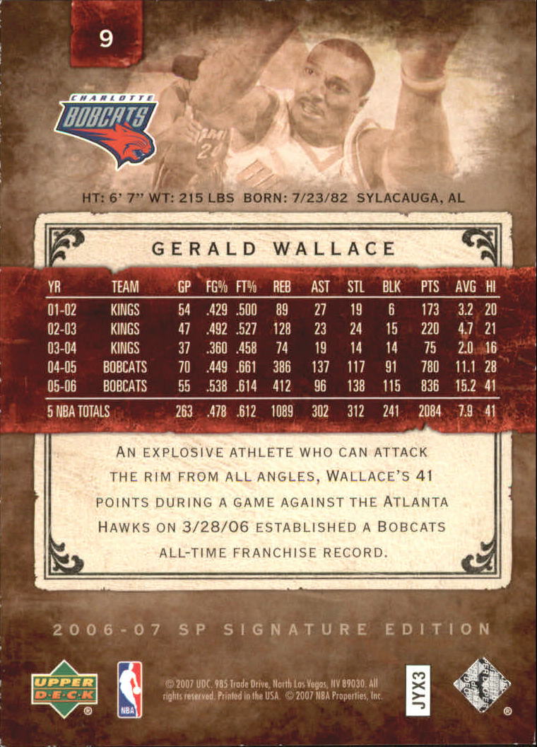 2006-07 SP Signature Edition #9 Gerald Wallace back image