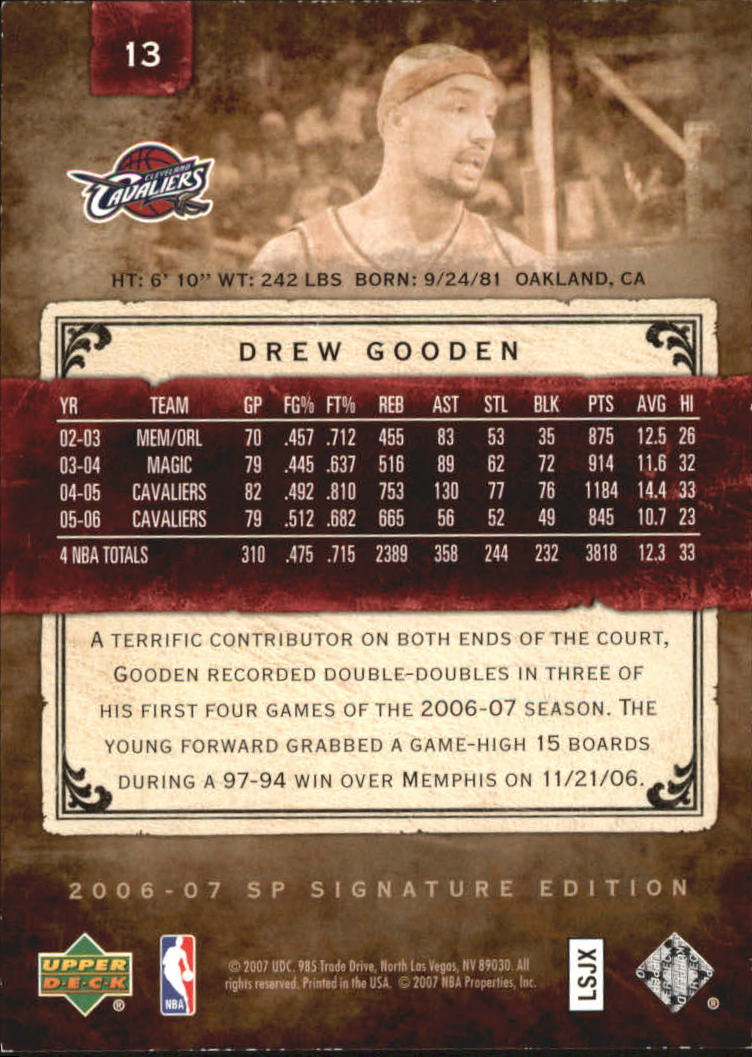2006-07 SP Signature Edition #13 Drew Gooden back image