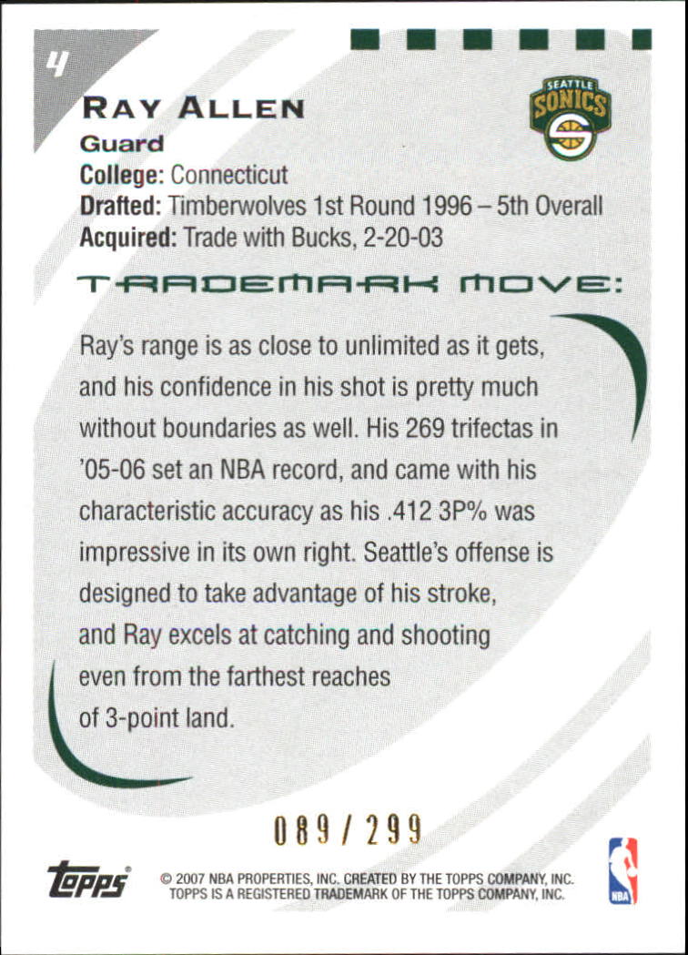 2006-07 Topps Trademark Moves Foil #4 Ray Allen back image