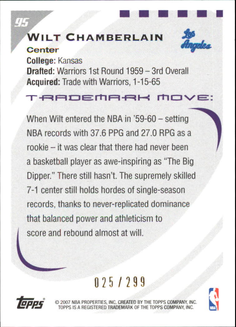 2006-07 Topps Trademark Moves Foil #95 Wilt Chamberlain back image