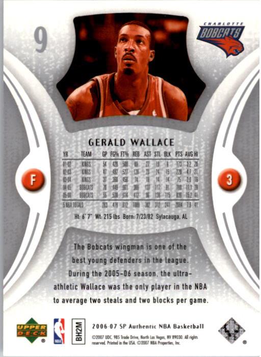 2006-07 SP Authentic #9 Gerald Wallace back image